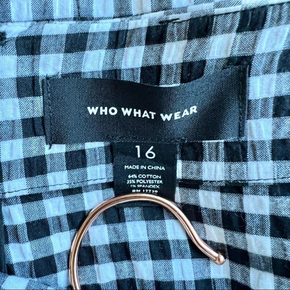 Black & White Gingham Plaid Seersucker Ruffle Pencil Skirt - Picture 7 of 9